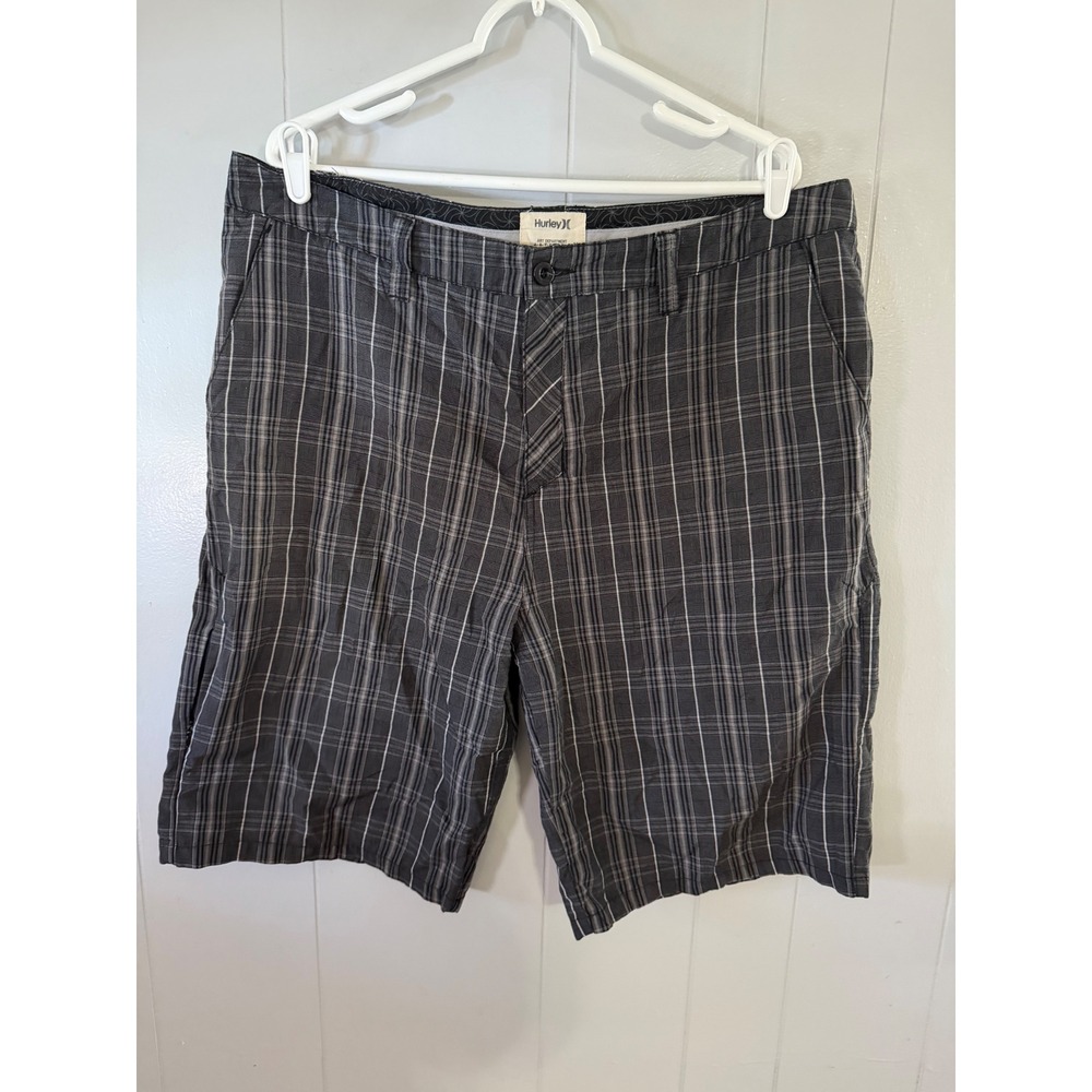 Hurley Art Department‎ Shorts Mens 38 Grey Plaid Flat Front Walk Shorts